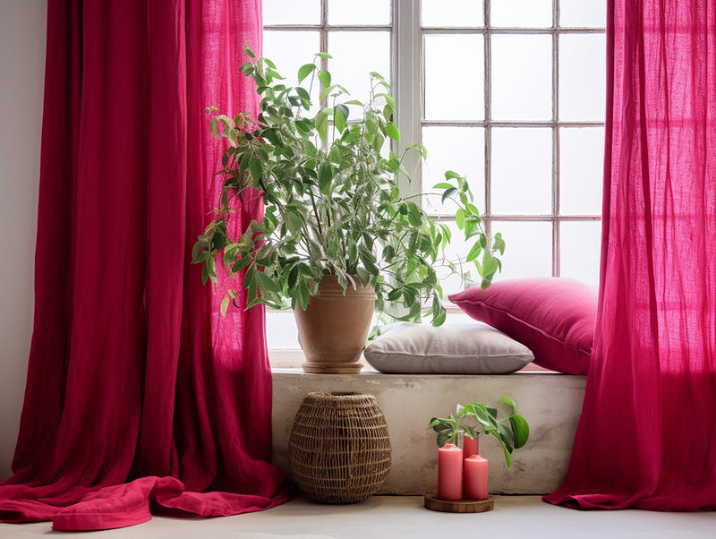 Fuchsia linen curtains