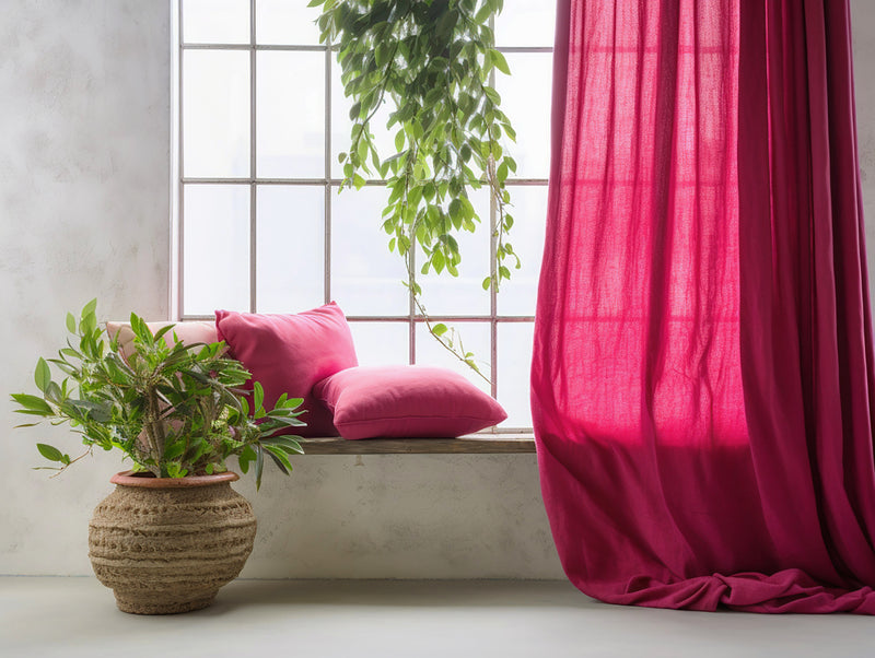 Fuchsia linen curtains