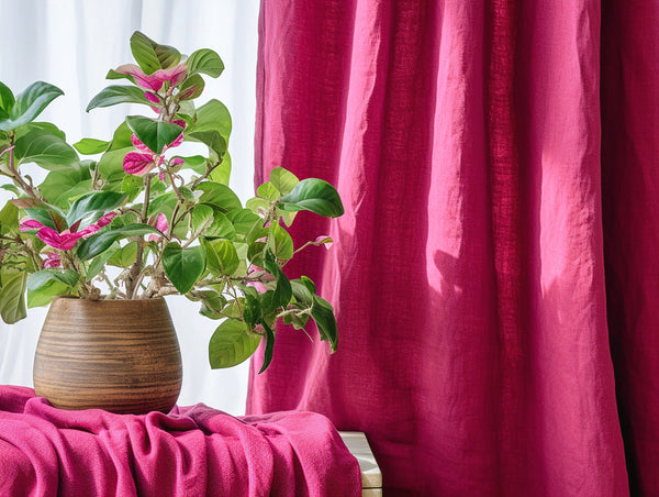 Fuchsia linen curtains