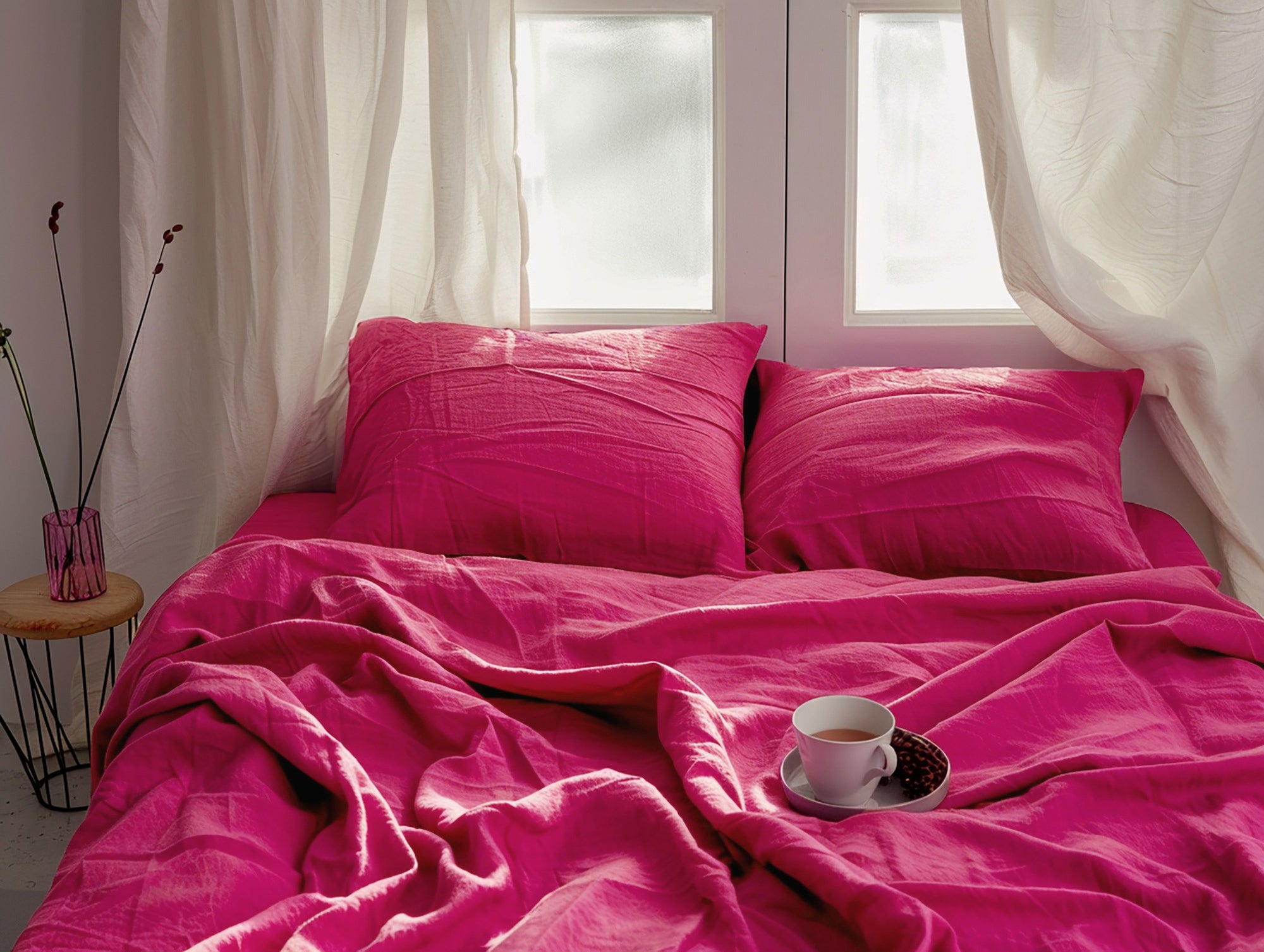 Parure de draps fuchsia