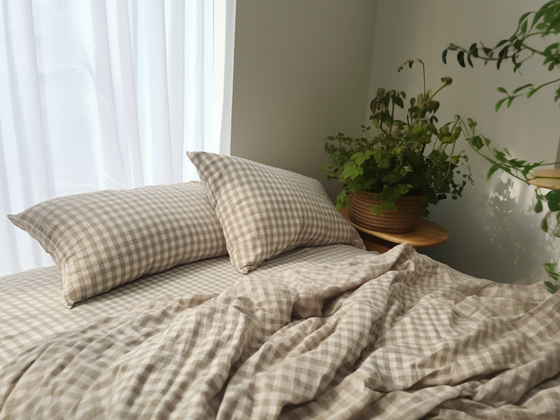 Undyed gingham sheet set