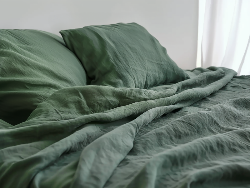 Pine green coverlet