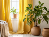 Bright yellow linen curtains