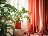Coral linen curtains