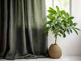 Charcoal green linen curtains