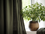 Charcoal green linen curtains