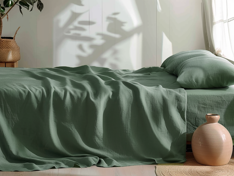 Pine green coverlet