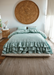 Sea glass linen triple ruffled duvet cover