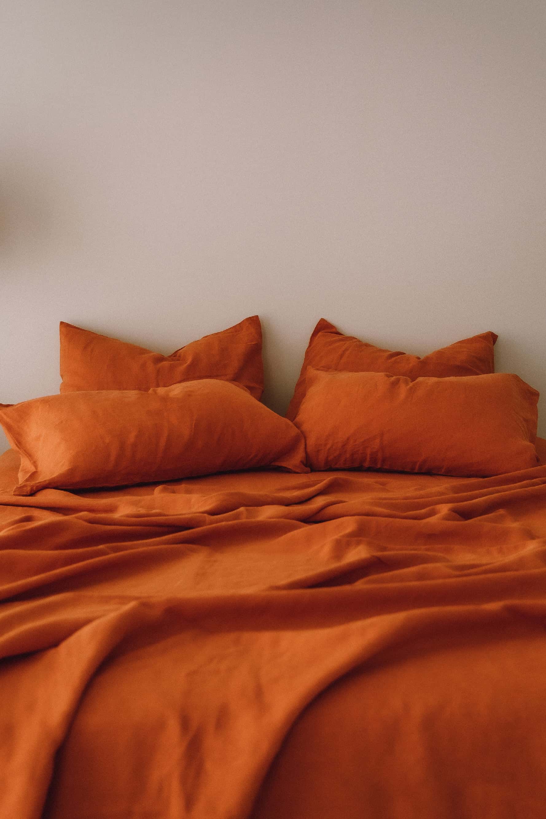 Taie d'oreiller orange brûlé