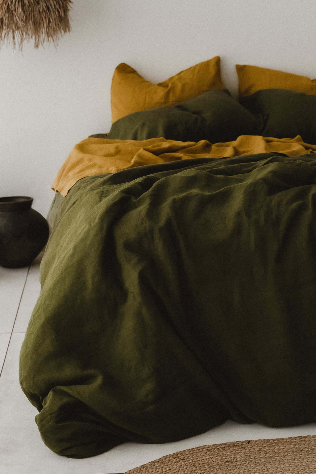 Housse de couette olive foncé