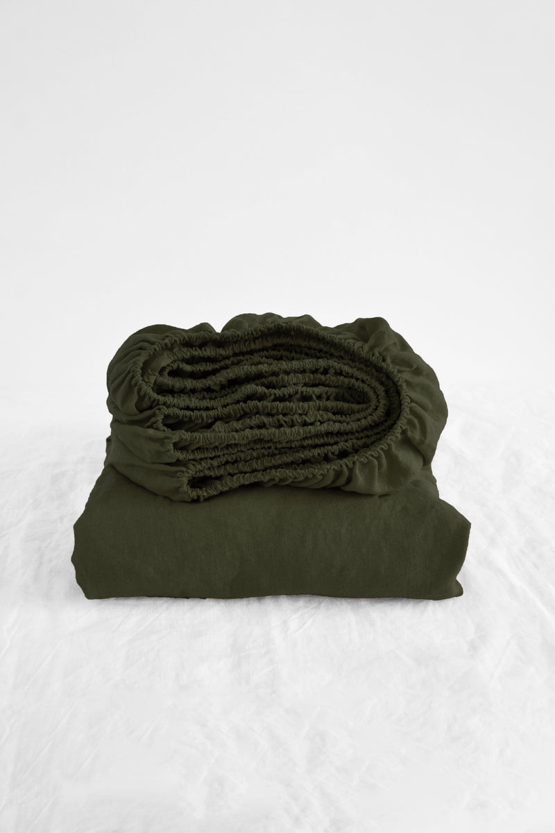 Dark olive fitted sheet