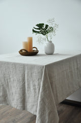 Undyed linen tablecloth