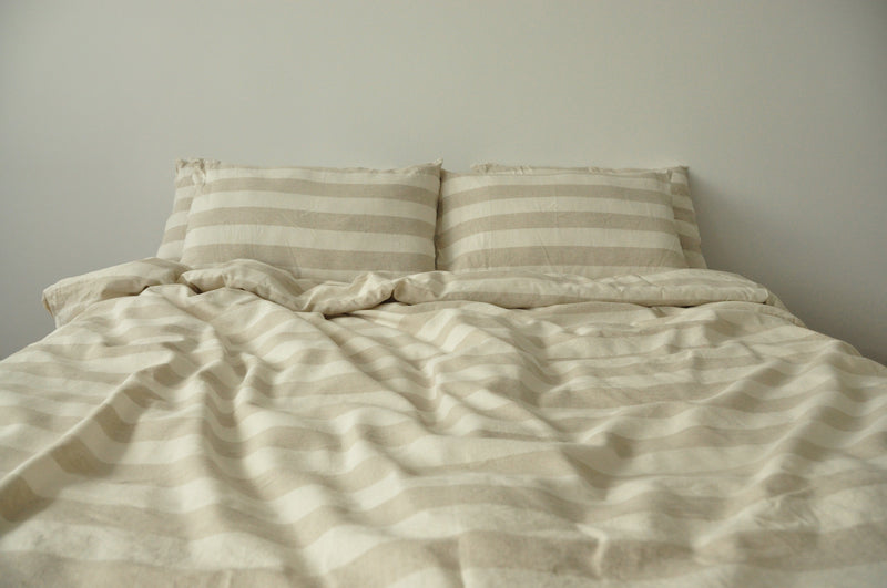 Beige striped duvet cover