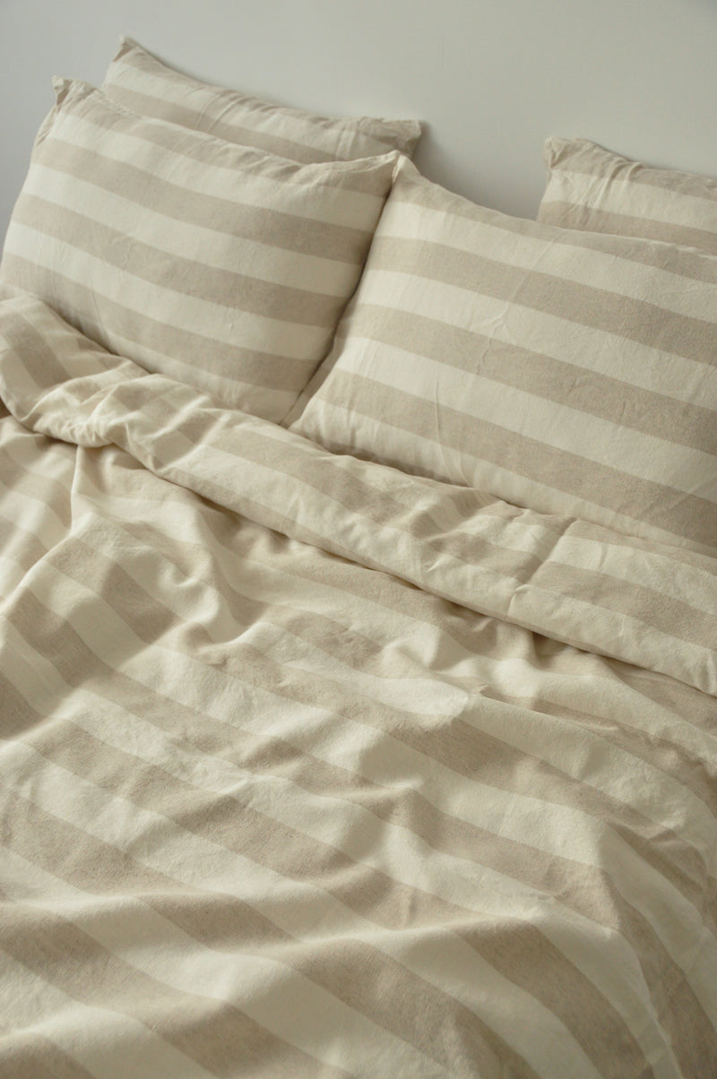 Beige striped duvet cover