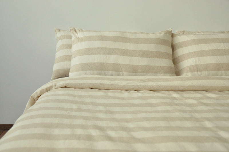 Beige striped duvet cover