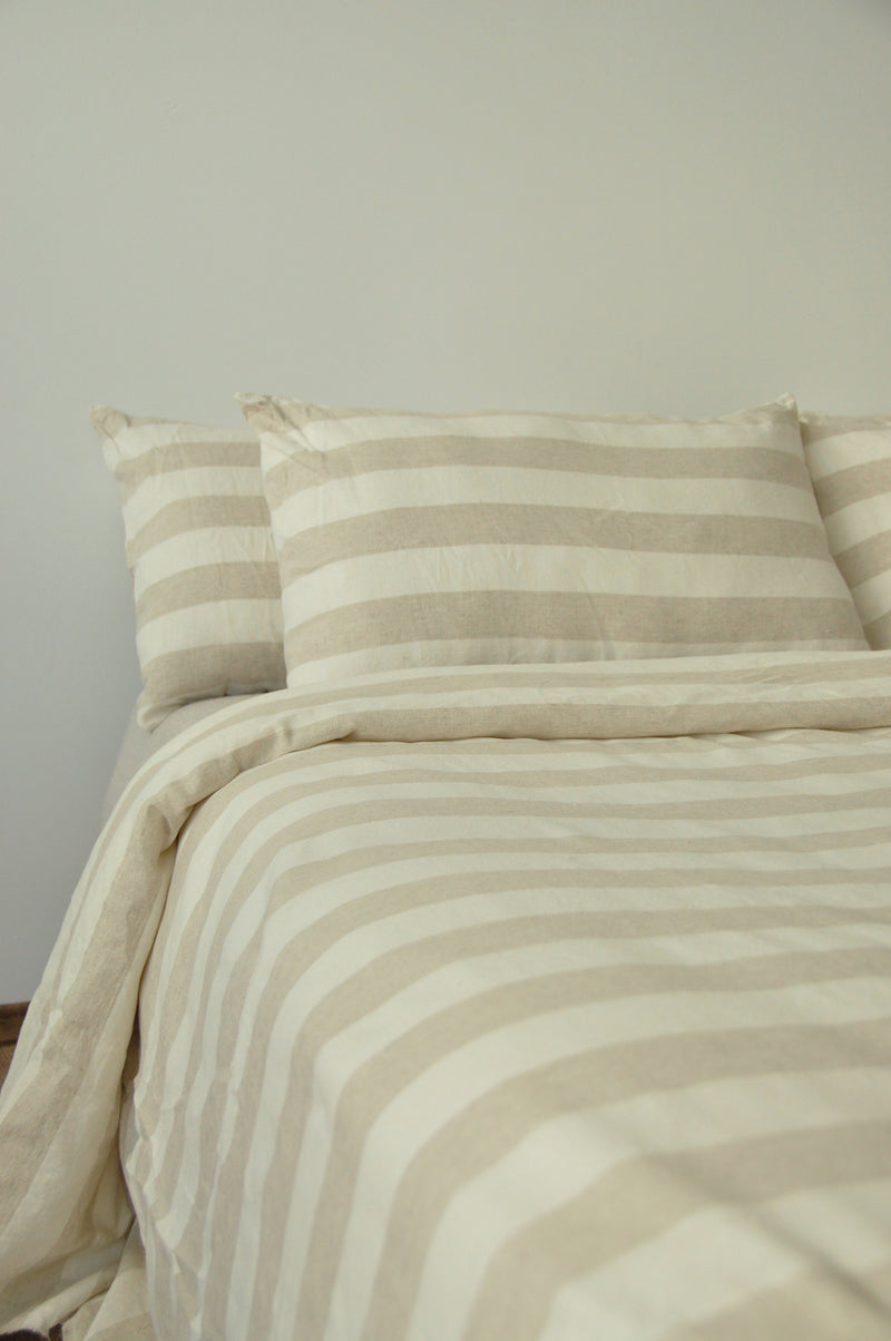 Beige striped duvet cover