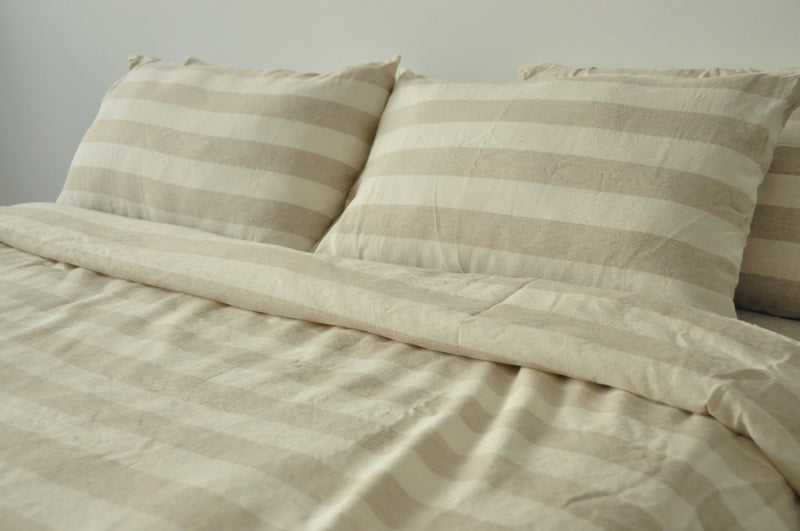 Beige striped duvet cover