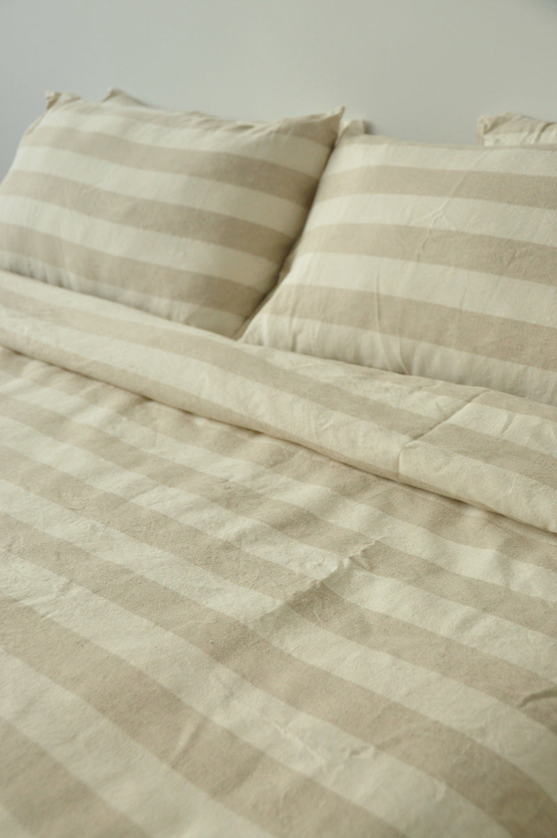 Beige striped duvet cover