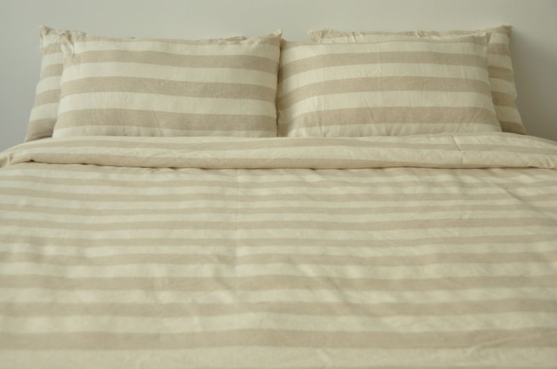 Beige striped duvet cover