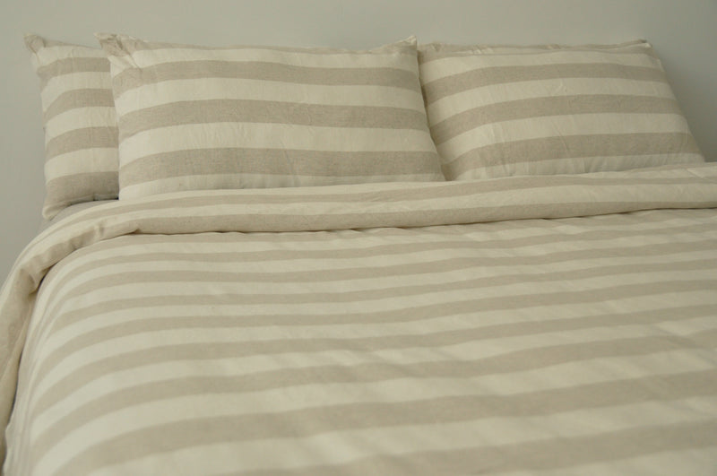 Beige striped duvet cover