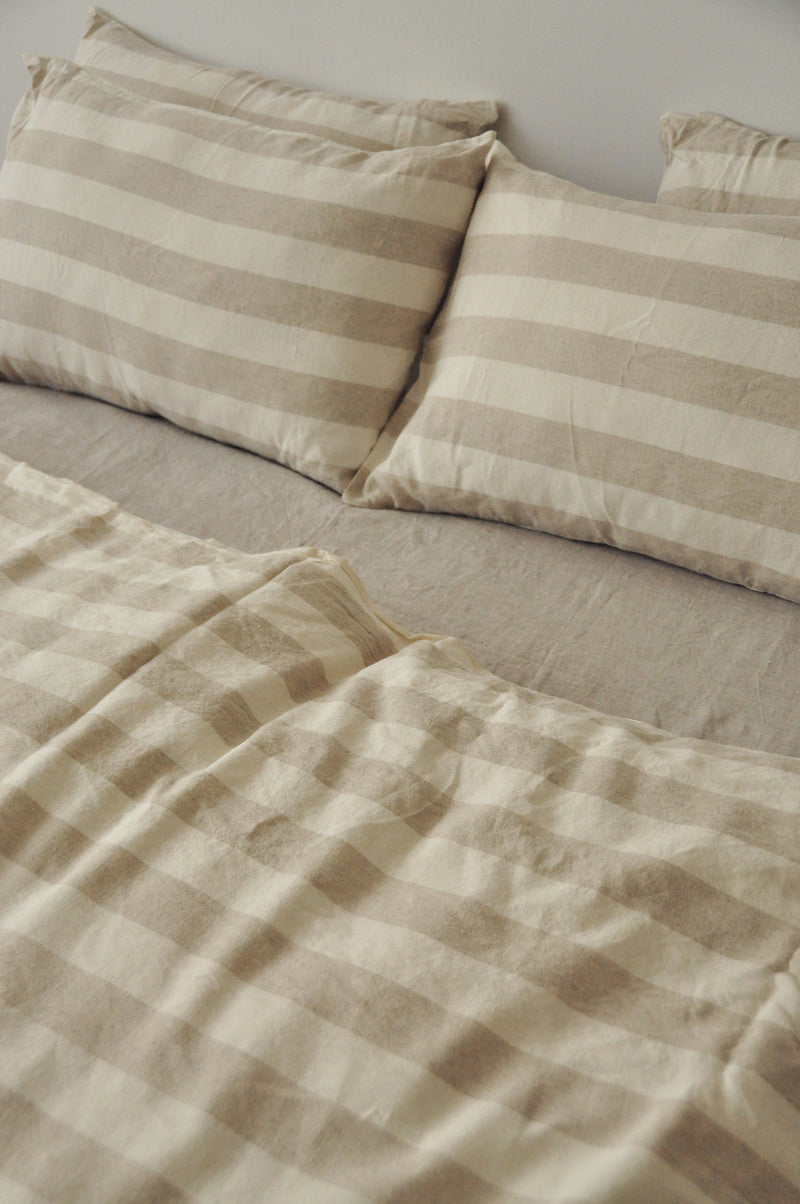 Beige striped duvet cover