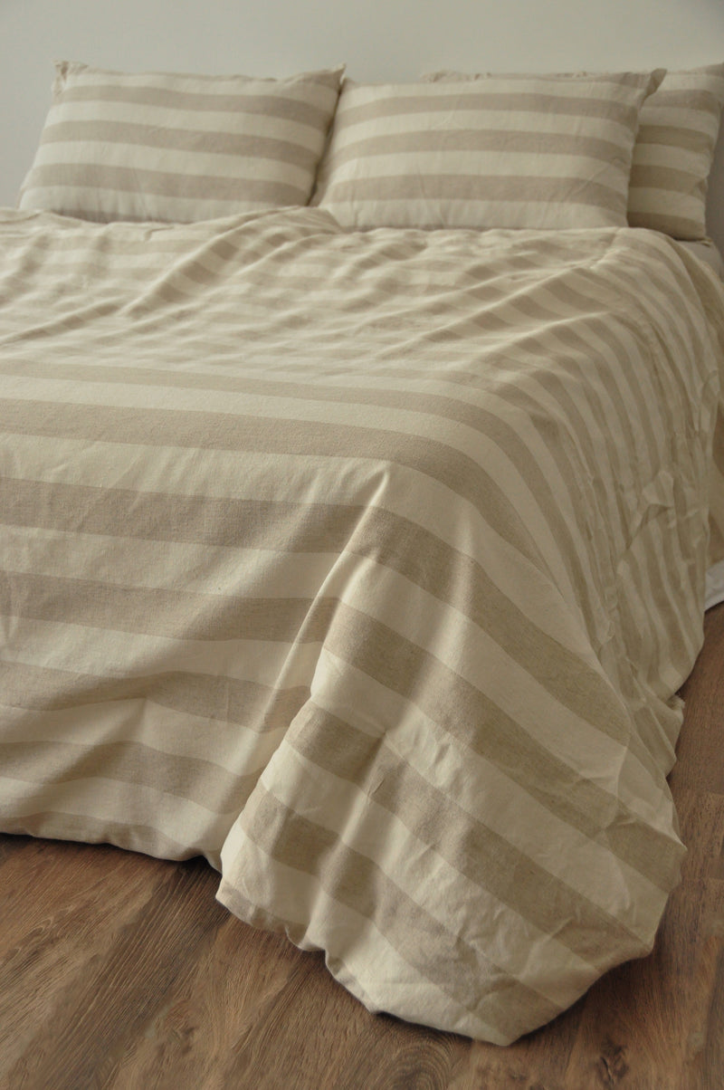 Beige striped duvet cover