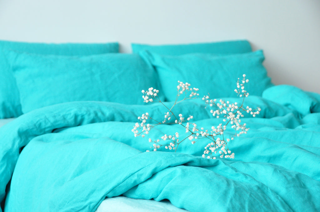 Housse de couette turquoise