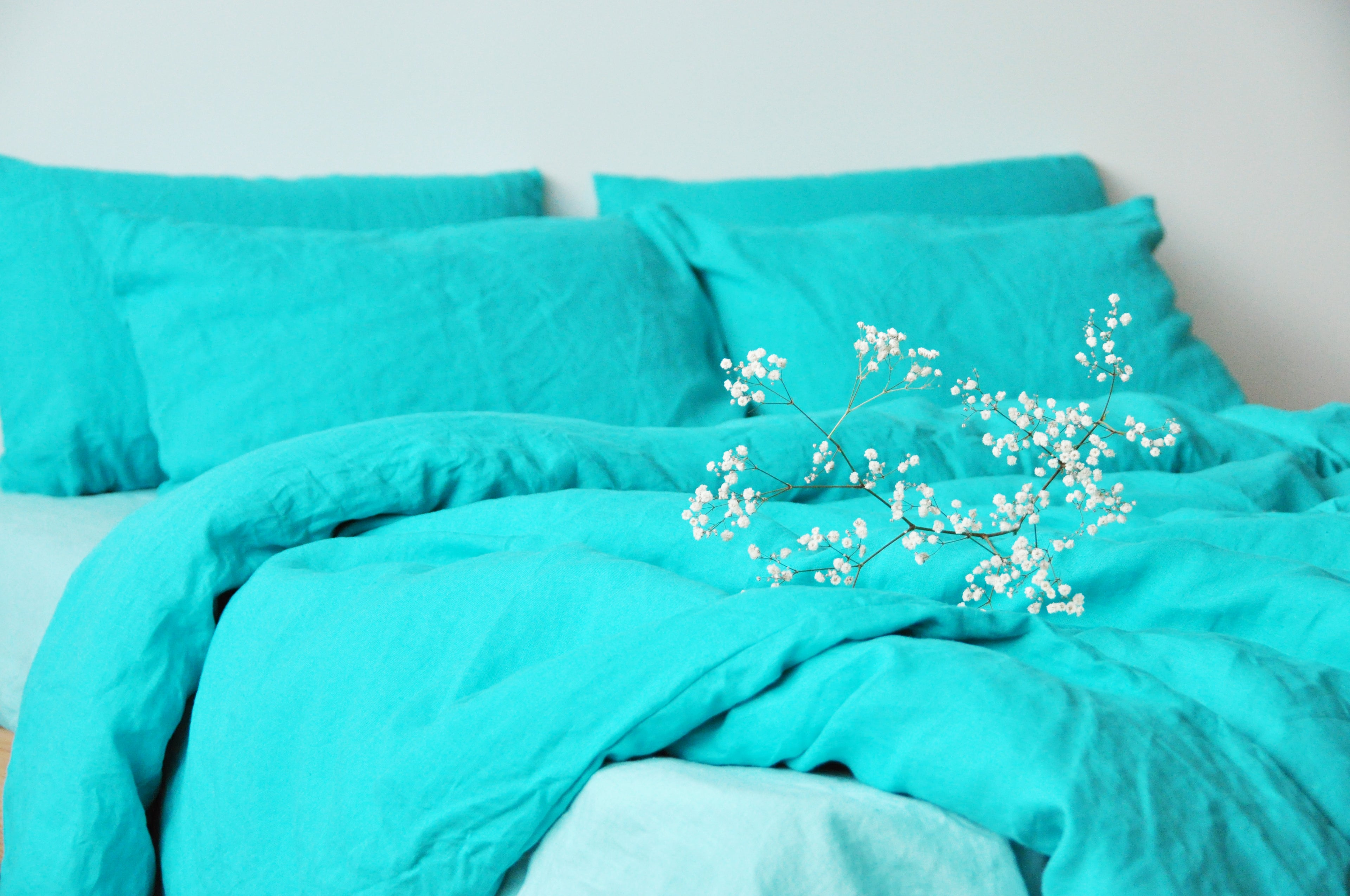 Taie d'oreiller turquoise