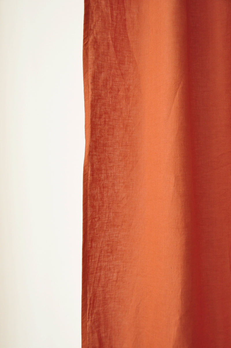 Peach linen curtains