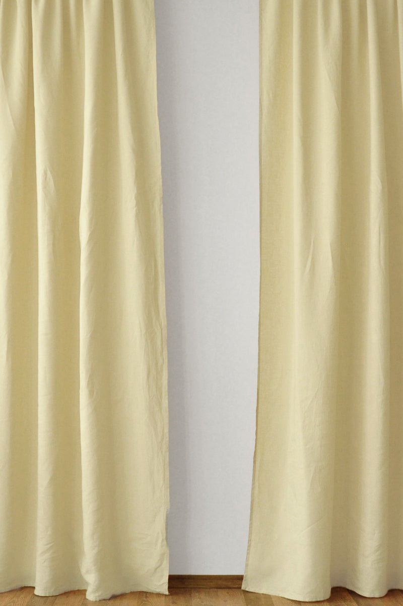 Pastel yellow linen curtains