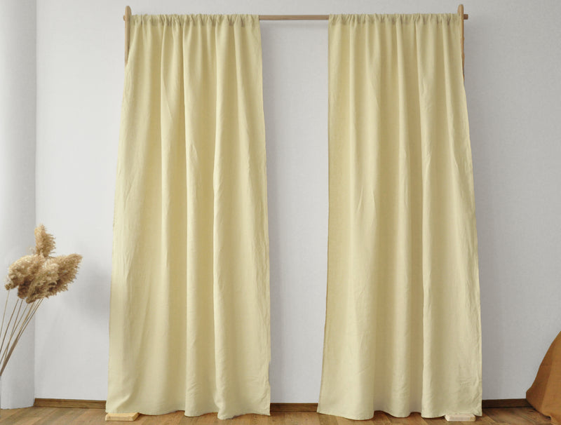 Pastel yellow linen curtains