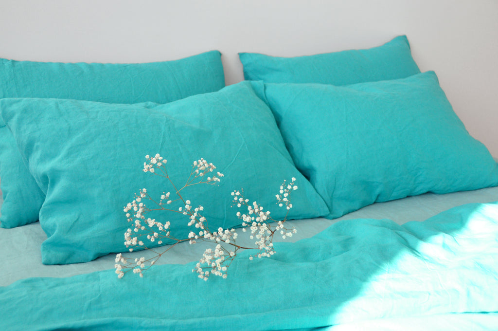 Taie d'oreiller turquoise