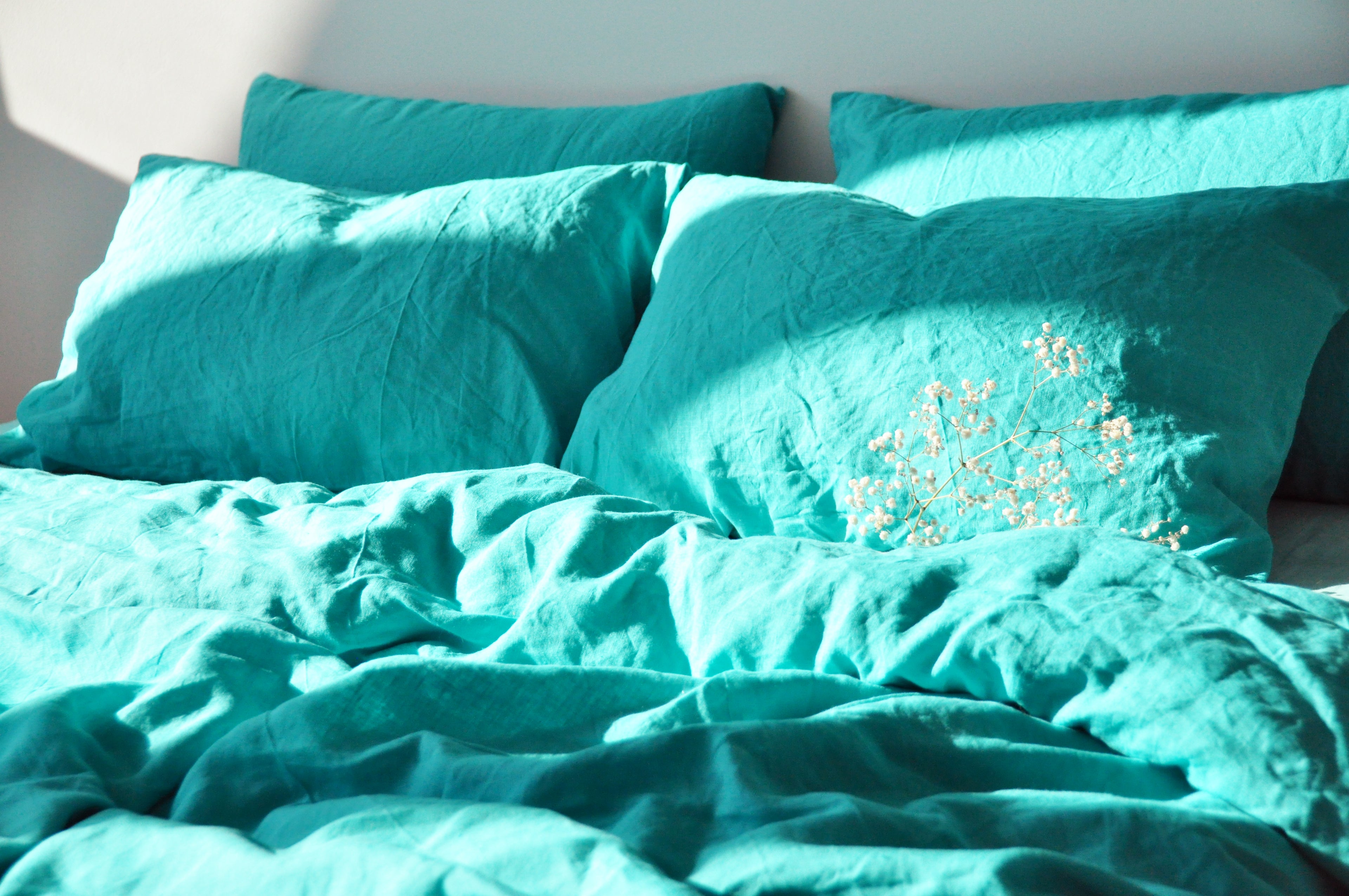 Taie d'oreiller turquoise