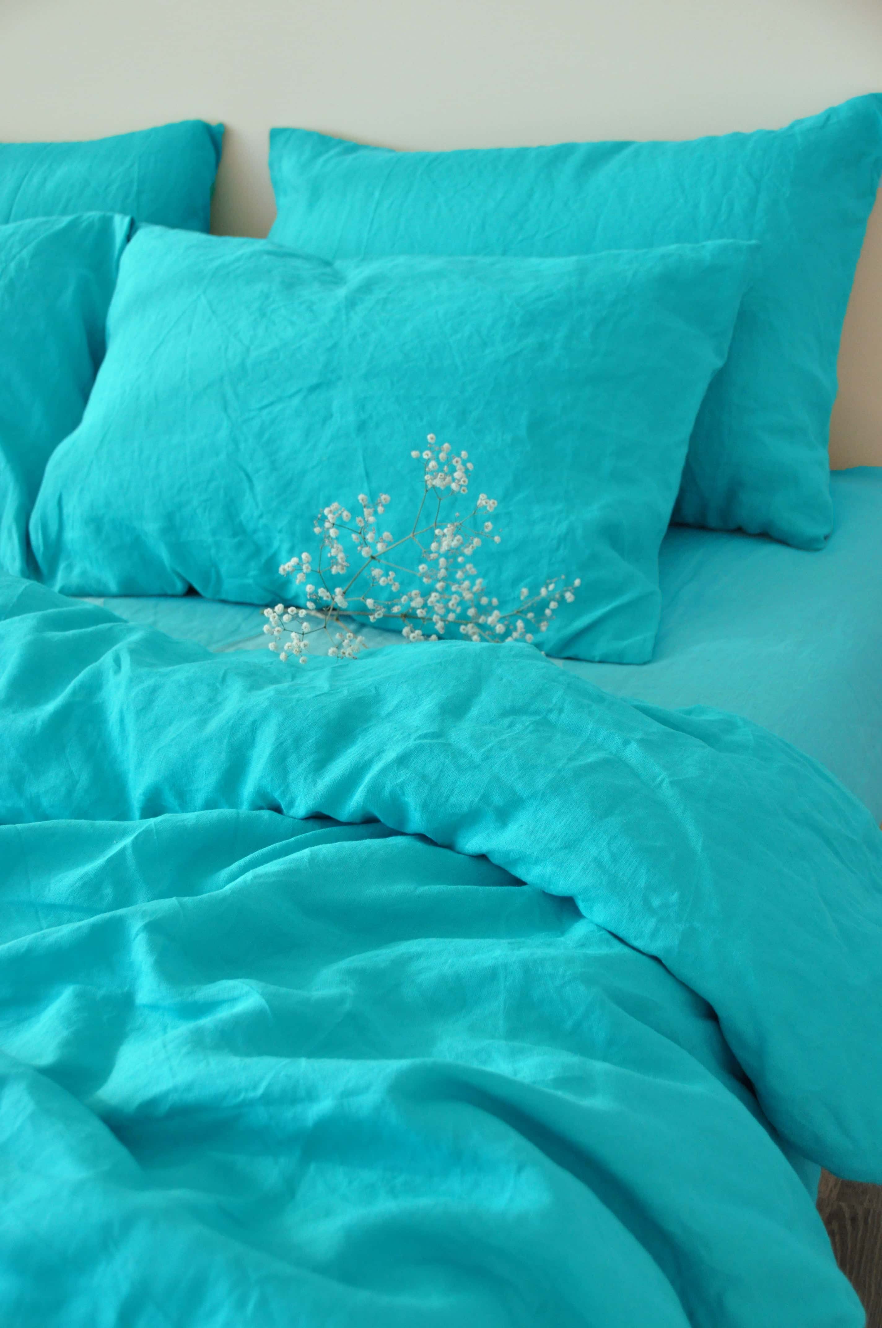 Taie d'oreiller turquoise