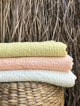 Chartreuse yellow waffle coverlet