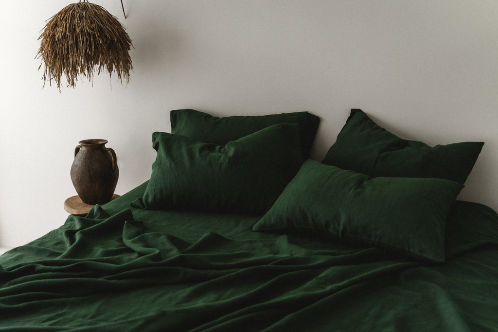 Parure de draps vert forêt