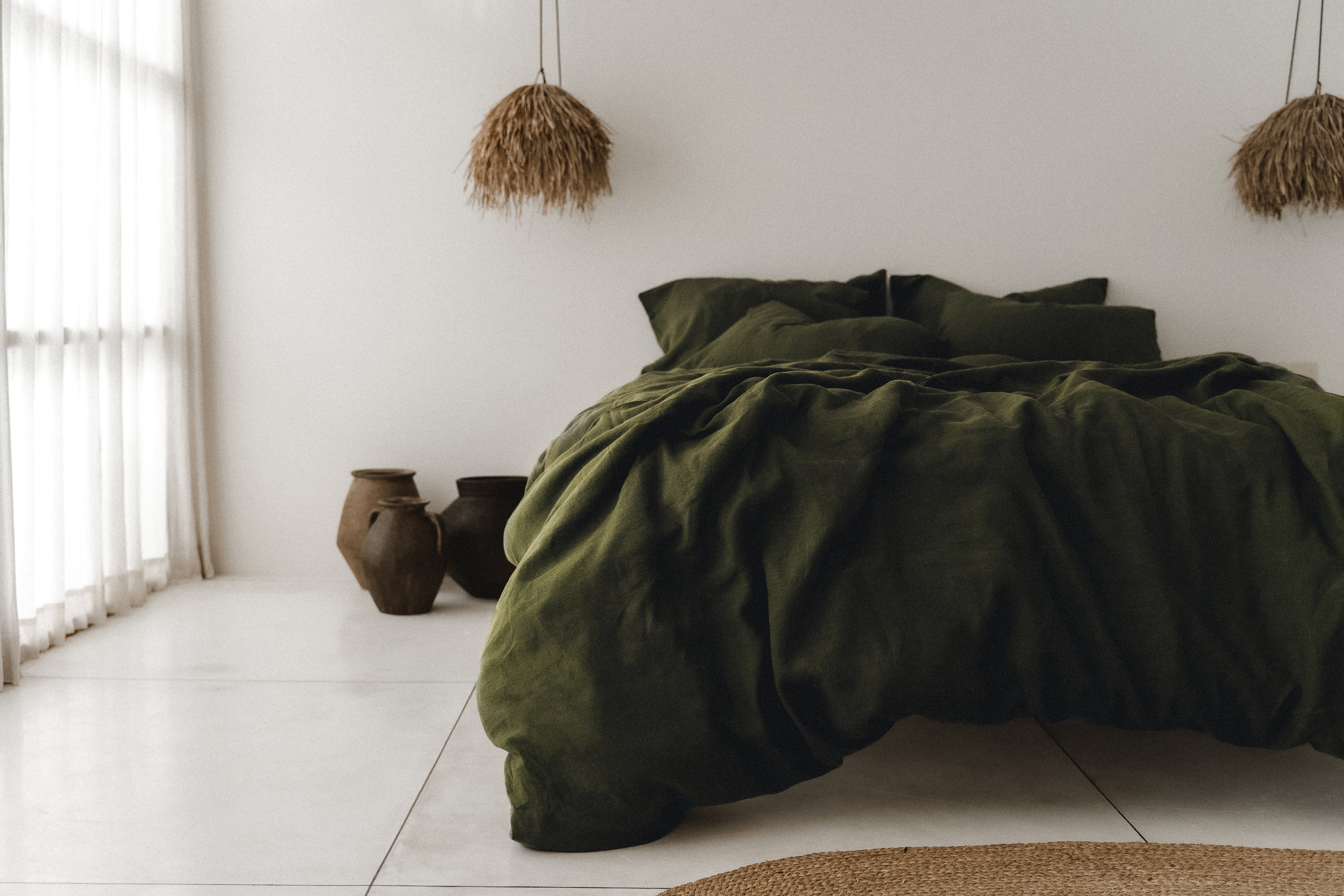 Housse de couette olive foncé
