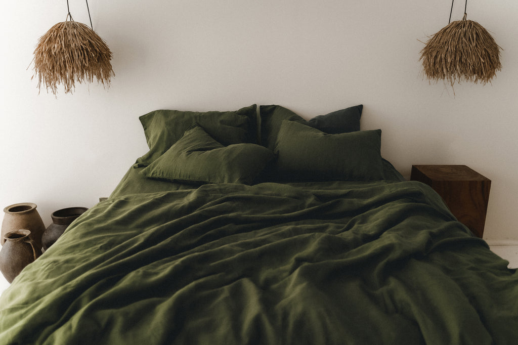 Housse de couette olive foncé