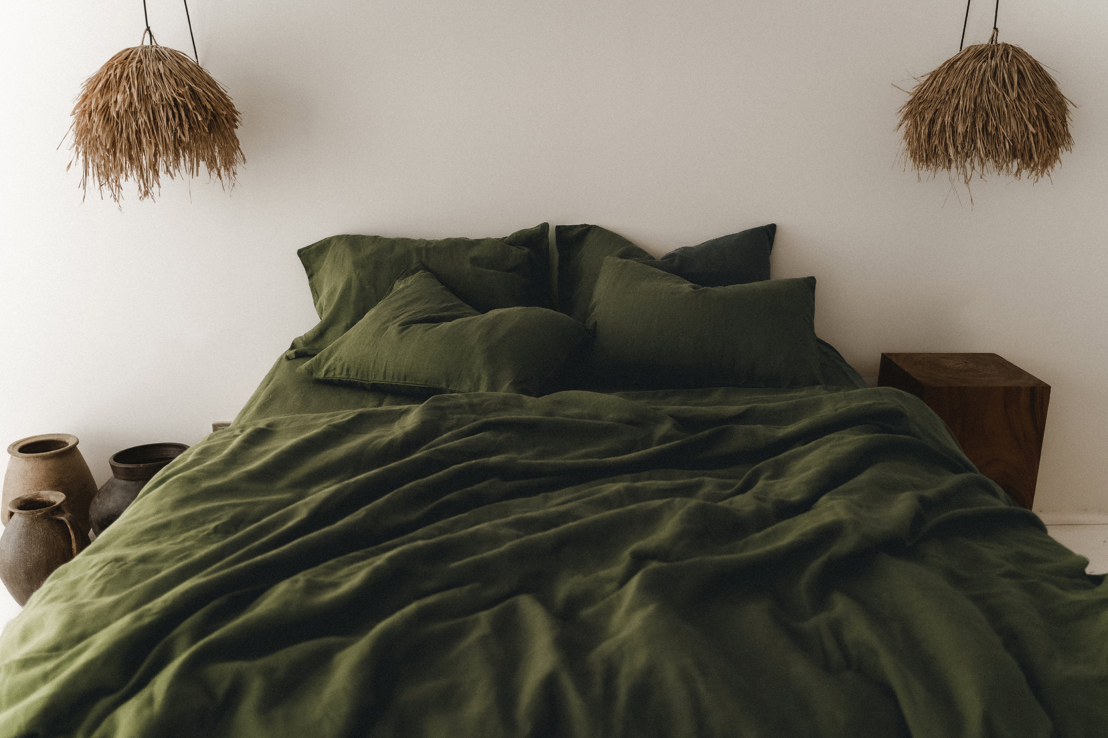 Housse de couette olive foncé