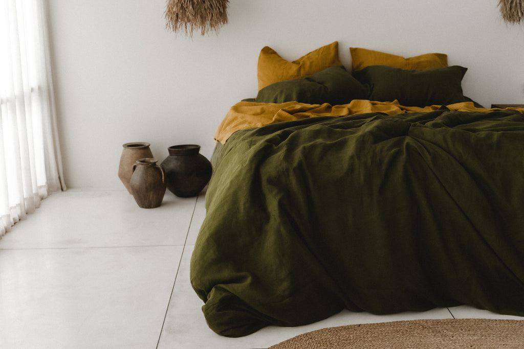 Housse de couette olive foncé