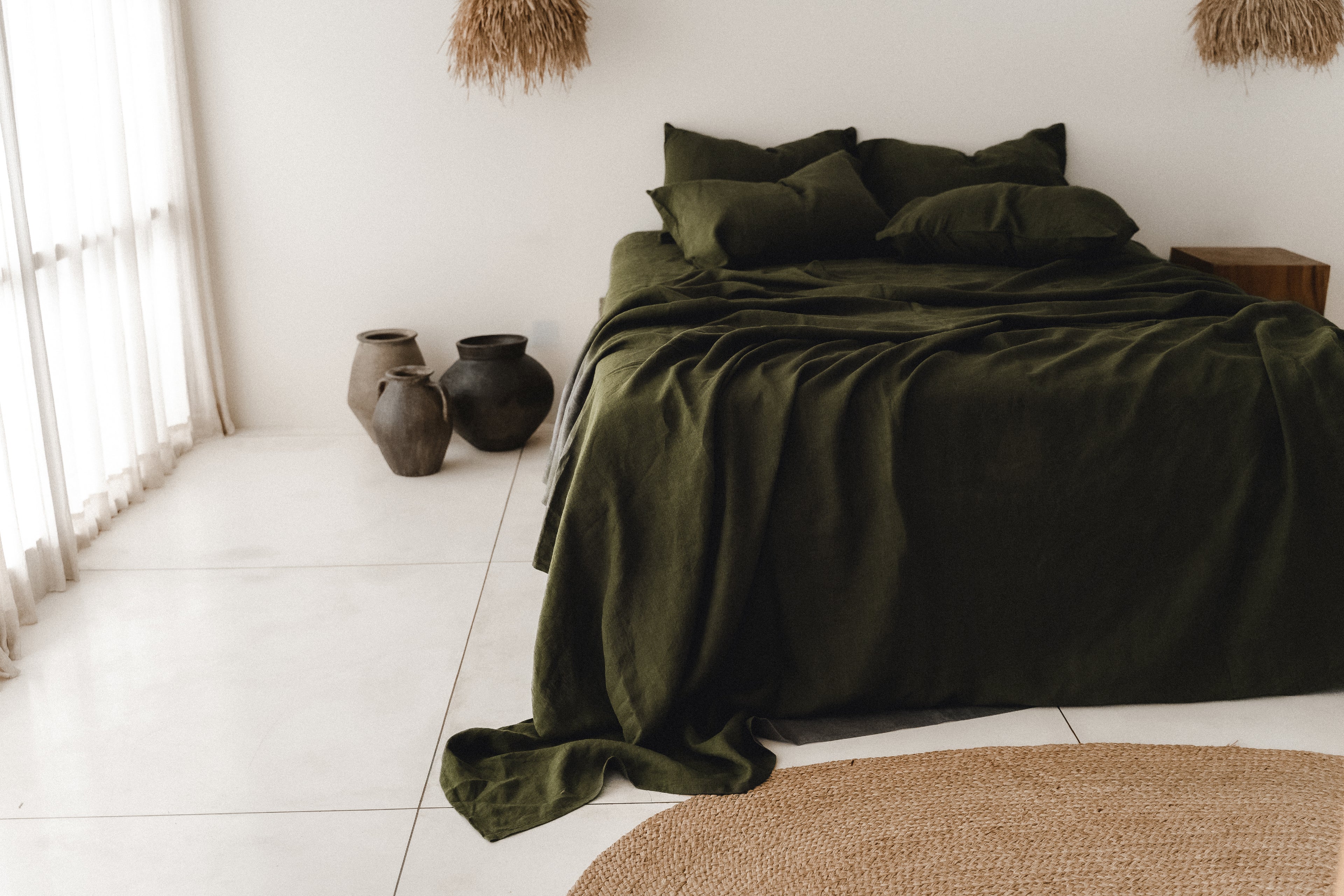 Ensemble de draps olive foncé