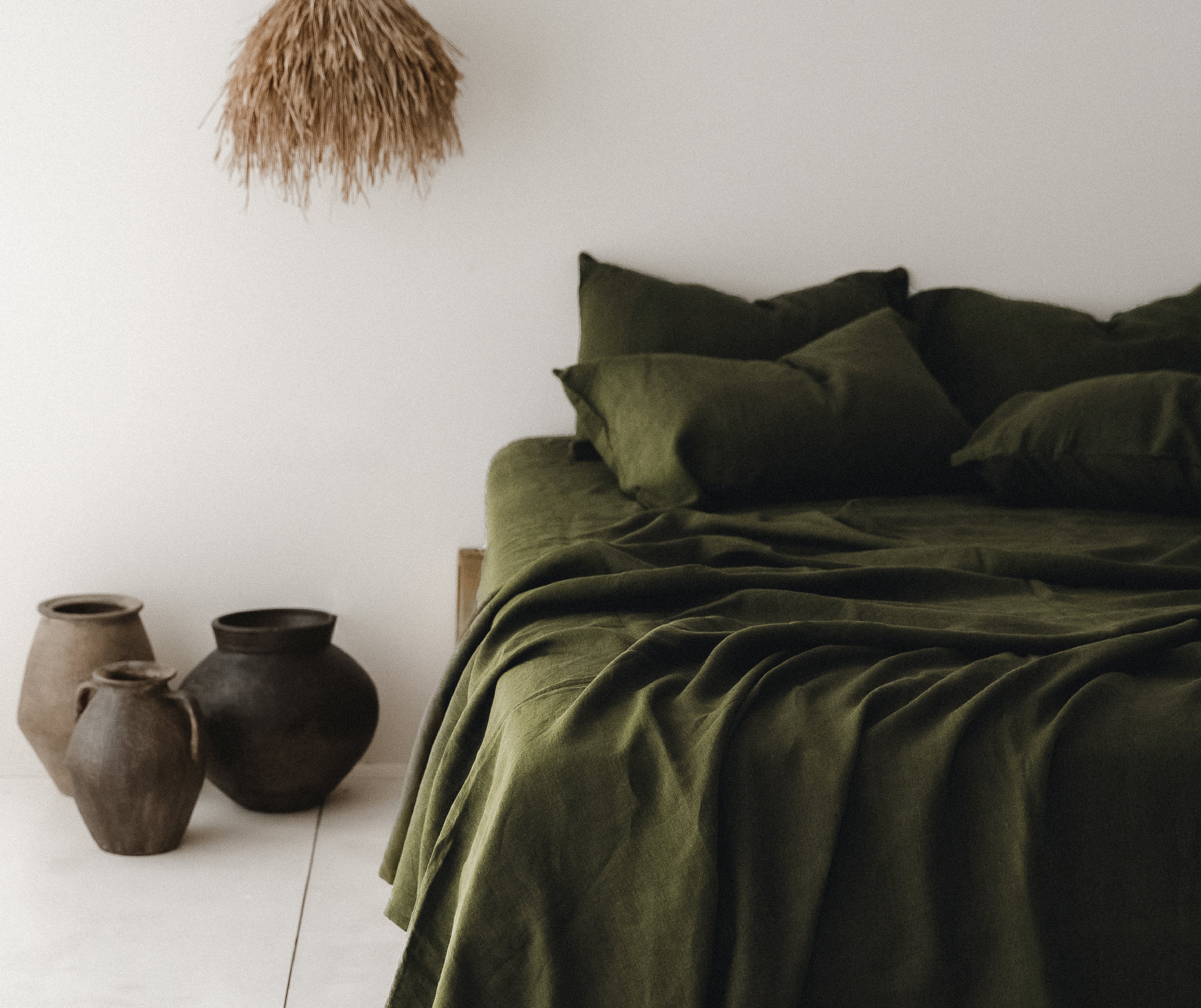 Taie d'oreiller olive foncé