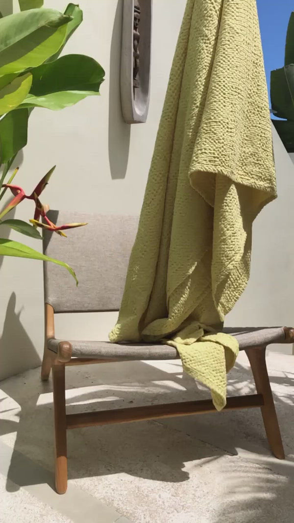 Chartreuse yellow waffle coverlet
