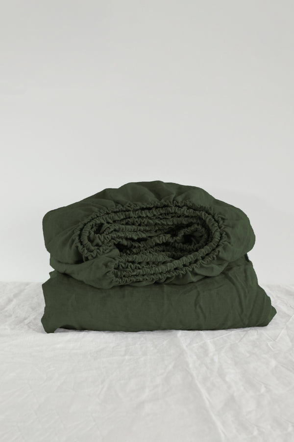 Charcoal green fitted sheet