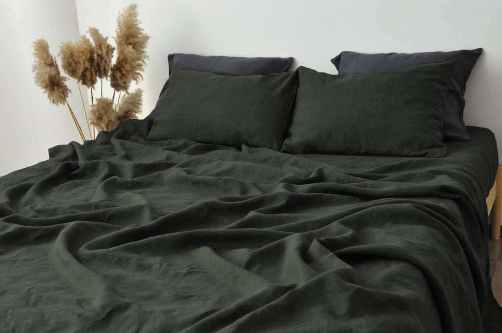 Parure de draps vert anthracite