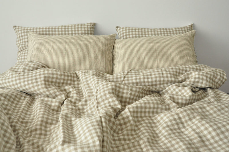 Beige checked duvet cover - True Things