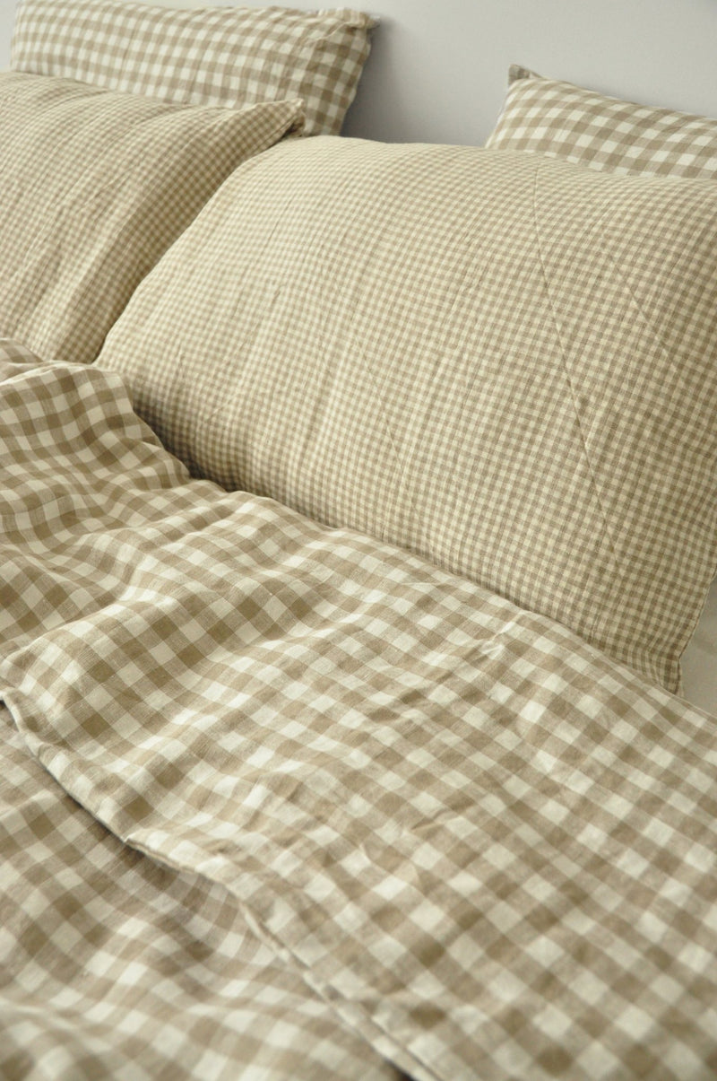 Beige checked duvet cover - True Things