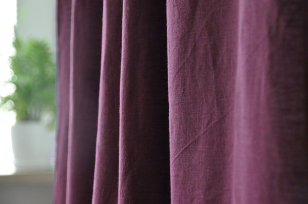 Burgundy linen curtains - True Things