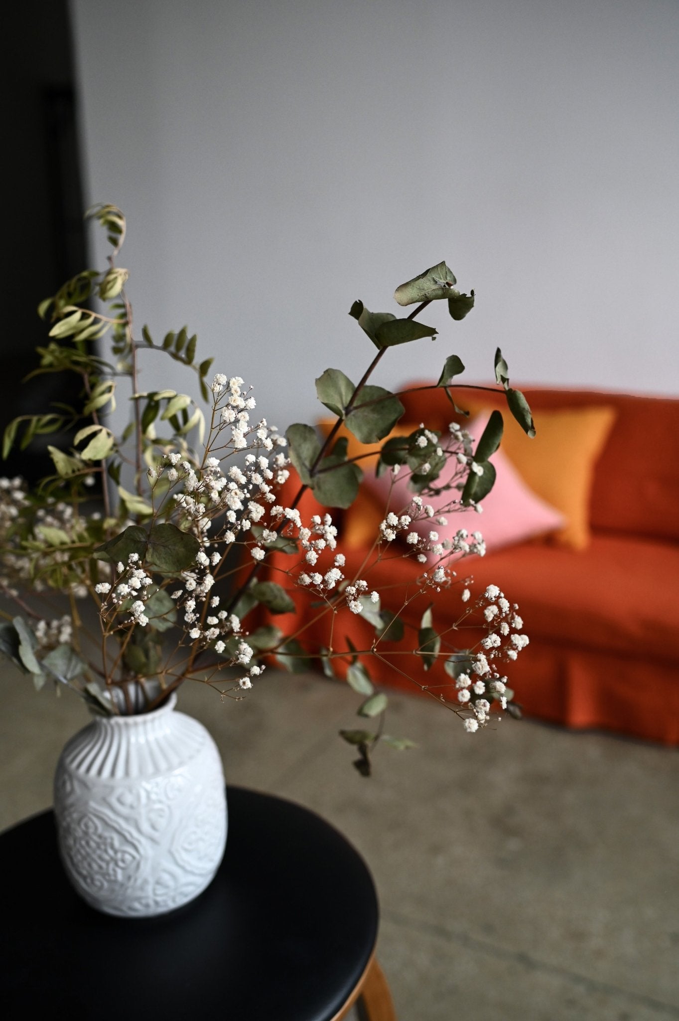 Burnt orange sofa slipcover - True Things