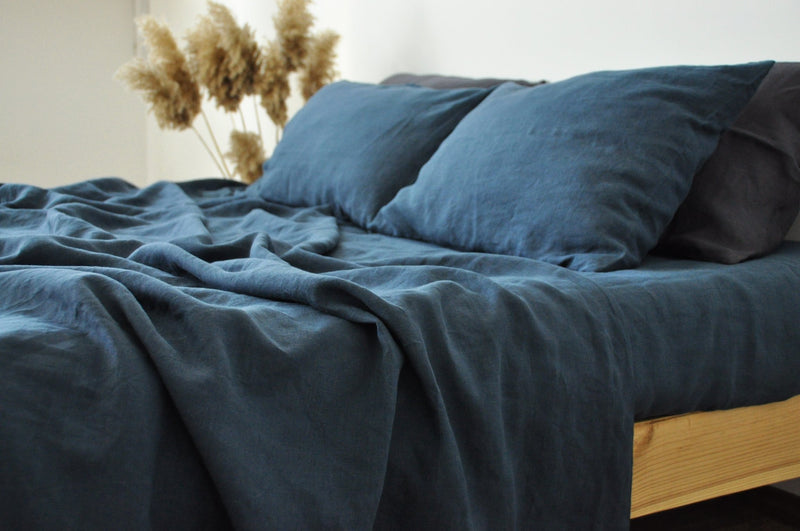 Charcoal teal fitted sheet - True Things